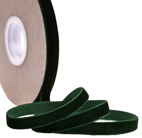 20 Yard Samtband Schleifenband,15mm Samtbänder Samtborte Samt Dekoband Geschenkband Schmuckband Stoffband Festival Bänder für DIY Nähen Blumenstrauß Hochzeit Geburtstag Geschenke Verpackung,Dunkelgrün