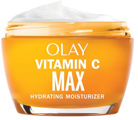Olay Vitamin C MAX Face Moisturizer, Brightening Cream for Women, Hydrating, Evens Tone, Dark Spot & Hyperpigmentation Reduction, Glowing Skin Care - Niaciniamide, Peptides 1.7 Oz