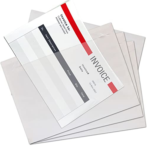 JeeJaan® 100 x A6 Plain Document Enclosed Wallet | Peel & Seal Clear Plastic Wallets/Envelopes/Sleeves/Pockets | Attach Invoices, Packing Lists & Delivery Notes to Parcels/shipments (158 x 110 mm)