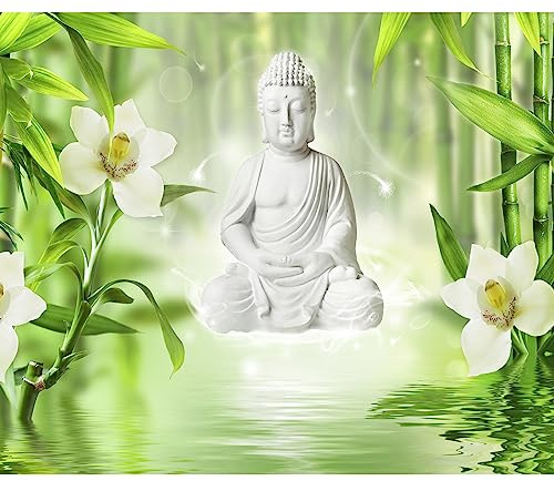 murando - Fototapete Premium-Vlies Buddha, 300x210 cm, Schlafzimmer, modern | Premium-Vliesstoff, Full HD Druck, hochwertige Verarbeitung fürs Wohnzimmer, schnelle Montage, lichtbeständig, geruchsfrei