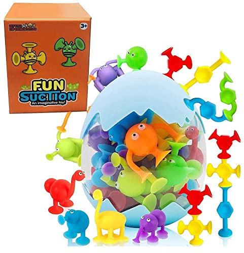 Bambebe Juego de Ventosas para Niños, Juguetes Bañera Bebe, 27 Piezas Juguetes de Succión para Bebés, Juguetes Sensoriales Interactivos, Juguetes de Baño para Niños
