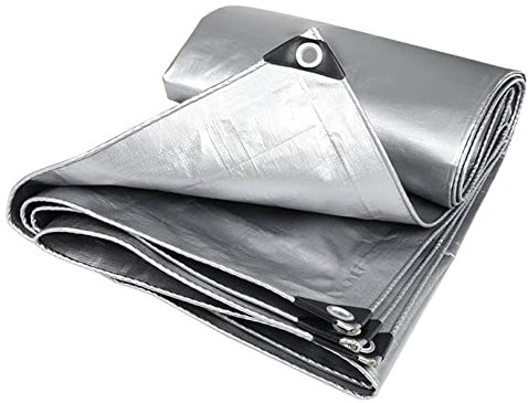 Tarp Cover Waterproof Silver Heavy Duty Thick Protective Weather Resistant Strong Outdoor Tarpaulin with Aluminum Grommets Rot UV Protected