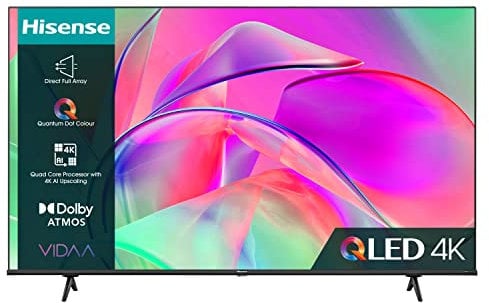 Hisense 65 Inch QLED Smart TV 65E77KQTUK - Quantum Dot Colour, 60Hz VRR, Dolby Vision, Bluetooth&HDMI, Share to TV, and Youtube, Freeview Play, Netflix and Disney+ (2023 Model)