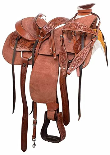 WILD RACE Rough Out Westernleder A Fork Wade Tree Roping Ranch Sattel/Rough Out Western Leather A Fork Wade Tree Roping Ranch Saddle (18)