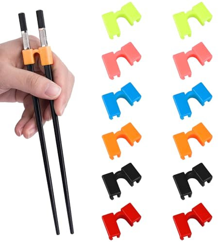 12pcs Reusable Chopsticks Aid for Beginners, Kids Chopsticks for Beginners, Kids Training Chopsticks Reusable, Eco-Friendly PE Beginner Chopsticks for Kids Toddlers Adults