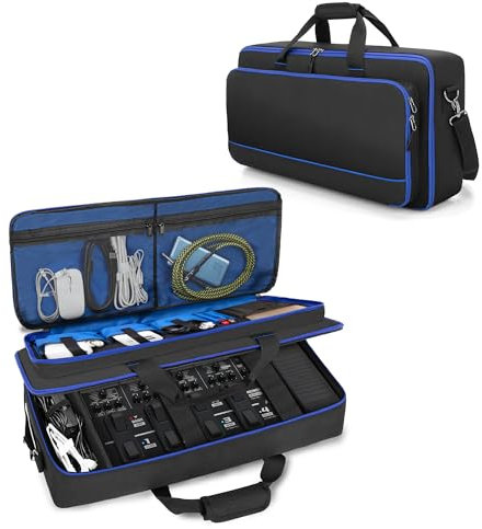 Carrying Bag Compatible with Boss ME-80 / GT-1000 / GX-100 / ME-90 Guitar Multi-effects Pedal, Guitar Pedal Board Storage Bag with Compartment for Guitar Cable or Other Accessories, Black