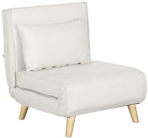 HOMCOM Fauteuil Convertible 2 en 1 chauffeuse lit 1 Place Dossier Réglable Canapé clic-clac avec Pieds en Bois et Coussin