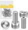 Viti a testa cilindrica M4 x 12 mm con esagono incassato, 50 pezzi, Caianwin DIN 912 in acciaio inox (A2 V2A) per macchine industriali, veicoli a motore, edilizia
