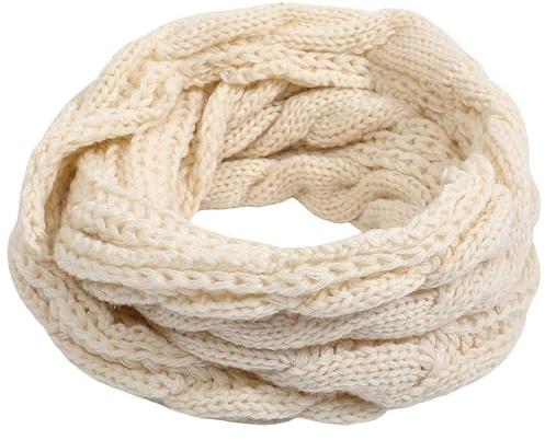 Loiyadn Scarf for Women - Winter Scarf Infinity Scarfs for Women for Cold Weather, Warm Knit Winter Infinity Circle Loop Scarfs, Off White