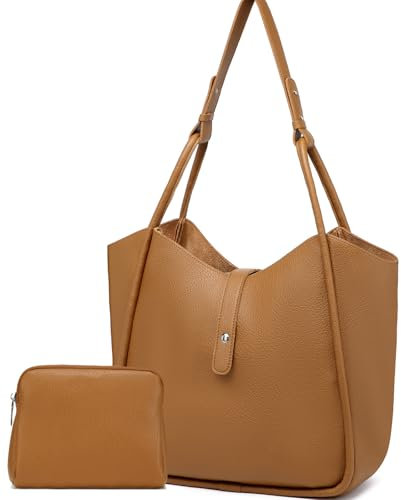 Myhozee Tasche Damen Groß Umhängetasche Elegant- 2 teiliges Handtasche Damen PU Leder Schultertasche Shopper Tot Bag Hobo Bag für Büro Schule Einkauf Reisen