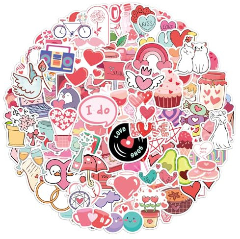 GEEHUA 100 Stück Herz Sticker, Rosa Aufkleber, wasserfeste Herzaufkleber süße Scrapbook Leseaufkleber Geschenke für Buchliebhaber für Grußkarten Laptops Handyhüllen Trinkbecher