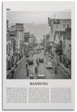 Bandung Druck Schwarz und Weiß, Bandung Wandkunst, Bandung Poster, Bandung Foto, Bandung Wanddeko, Bandung Karte, Indonesien Poster Dekorative Malerei Leinwand Wandposter und Kunstdruck Modern F