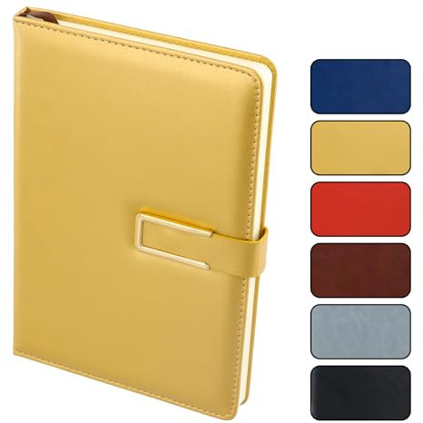Fangehong Journal Buch, A5 Pu Leder Journal 224 Seiten, Notizbuch Dotted A5, Notizbuch a5 Liniert, Projects notizbuch mit Gummiband Lesezeichen für Schule, Business, Büro, 14,7x21,5cm (Gold)