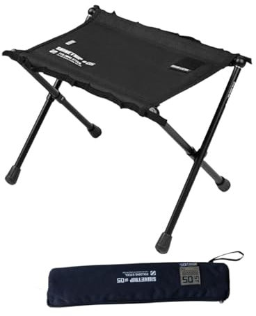 Fenteer Tabouret de Camping Pliable Portable avec Cadre en métal résistant à l'usure et Repose-Pieds Pliable pour Camping, randonnée, Barbecue, Noir