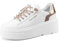 QUEEN HELENA Turnschuhe mit glitzernden Schnürsenkeln, Plateau-Sneakers für Damen, X31-13, Weiß und Gold., 37 EU