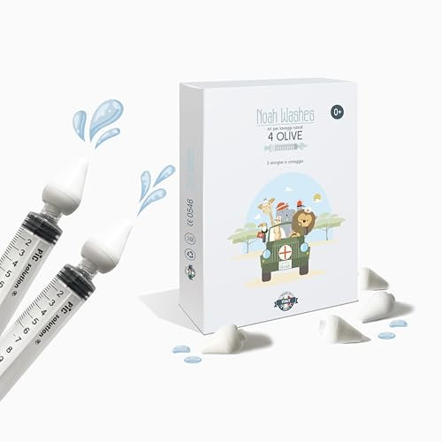 Oliva Nasale in Gomma, Olive Nasali per Lavaggi Neonato con Siringa, Olivette Morbide, Beccucci per Siringhe (kit 4 olive + 2 siringhe)