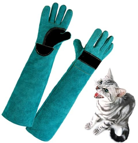 Handschuhe für Tierhandhabung – Anti-Biss Anti-Kratz-Lederhandschuhe für Haustiere, Schutzhandschuhe, Fütterung, Fellpflege, Schlangenvogel, Handlin, Kleintiersicherheit, bissfest für Katzen, Hunde
