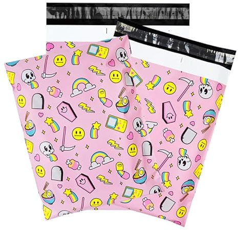 Repackbiz 50x Designer Poly Mailer Bags - Hallowmas Pattern - 10x13 Inch (255 x 340 mm) - Self-Seal, Tear Resistant, Tamper Proof, Lightweight - 50 Count - 1 Count