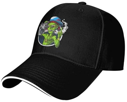 Alien Kiffer Raucht Gras, Gangster Mittelfinger, Lustiges Cannabis, Marihuana Ganja, Alien, Gras Herren Damen Basecap Verstellbar Angeln Hüte Atmungsaktiv Trucker-Kappe Für Sport Golf Laufen