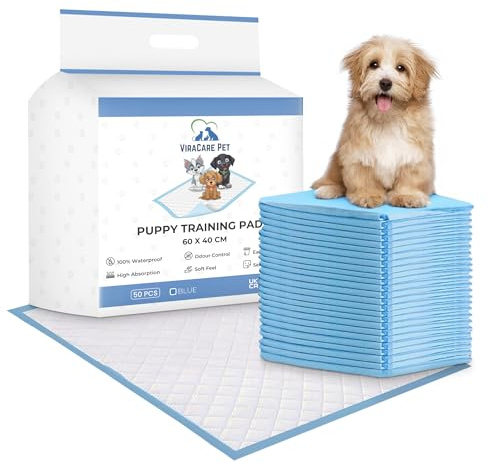 100 x Puppy Training Pads 60x40cm, Dog Pee Pad, Self Adhesive Tabs | Dog Training Pads, Easy Disposal, 2 Packs of 50