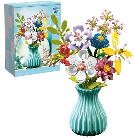 Kit de construction bouquet de fleurs, 792 pièces, ensemble de construction, fleurs et plantes, 8 types de fleurs artificielles pour bureau et maison, cadeaux pour la Saint-Valentin, anniversaire,