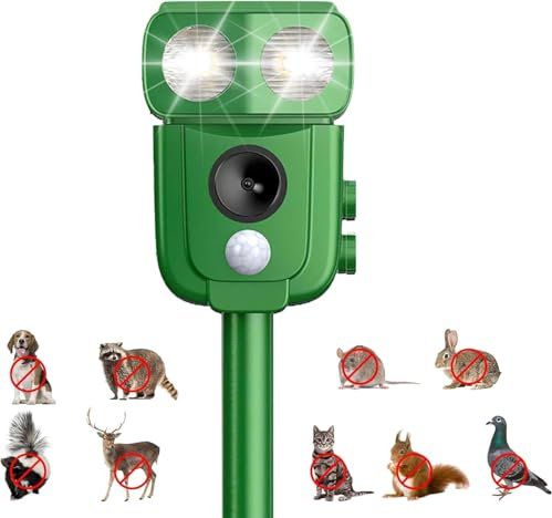 Ultraschall Katzenschreck, Ultraschall Solar Tiervertreiber Marderschreck USB Lade Wasserdicht LED-Licht Marderabwehr zum Garten, wirksam gegen Katzen, Hunde, Vögel, Ratten, Marder