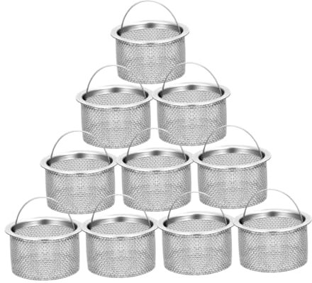 HOMSFOU 10 Piezas Filtro de Acero Inoxidable Tapones desague Fregadero Tapones desague Lavabo escurridor de Fregadero de Malla Neto drenar filtrar y colador Cesta del Filtro del Fregadero