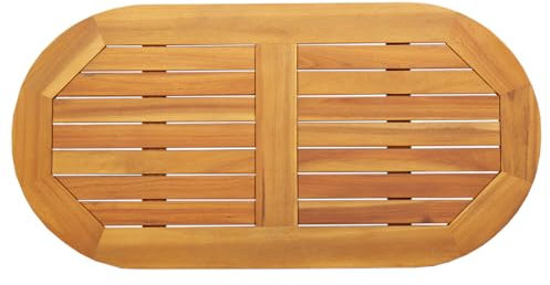 vidaXL ovale Tischplatte aus massivem Akazienholz für innen und außen lackiert 90X45X2 cm - langlebige und stylische Essfläche für Moderne Räume