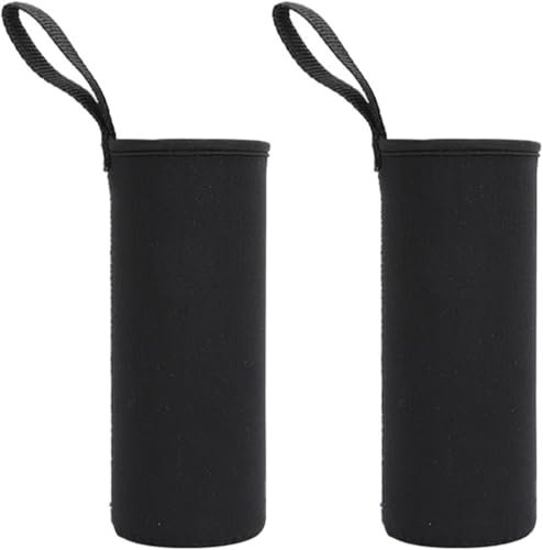 2 Stück Thermoskanne Schutzhülle Thermoschutzhülle,für Trinkflaschen 550Ml 750Ml 1000Ml 1500Ml Flaschenhülle Flaschenhülse für Outdoor Sport Camping Wandern Reisen (Schwarz-1000ML)