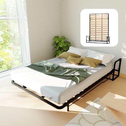 Wallbedking Cama Abatible Clásica Vertical 135x190 - Mecanismo Pistón a Gas, Soporta hasta 350kg, Diseño Ahorro de Espacio, Fácil Ensamblaje, Compatible con Colchones Estándar (hasta 30cm)
