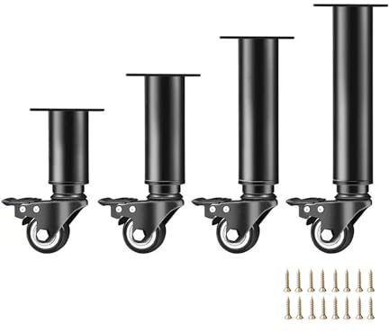Verstellbare robuste Tischbeine, 4er-Set, mit Rollen und Bremsen, für Couchtisch, Sofa, Camping, 4872 cm, Schwarz, inkl. Schrauben für einfache Installation