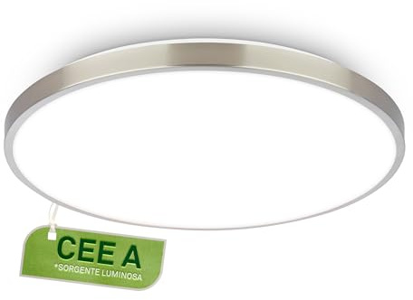 BRILONER - LED Ceiling Light with EEC A Light Source, 17.1W at 3900lm, Neutral White, Kitchen Lights Ceiling, Living Room, Office Lights, 38x6 cm, Matt Nickel