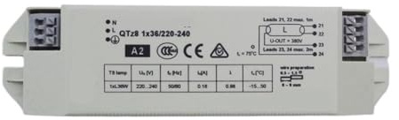 Reattore elettronico, Alimentatore elettronico QTZ8 1X36W Lampada fluorescente 2X36W Alimentatore elettronico T8(Qtz8 2 X 36w)
