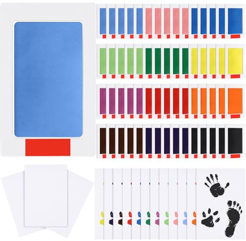 Jetec 60 Set Inkless Hand Footprint Paw Print Kit Ink Pad, 12 Colors