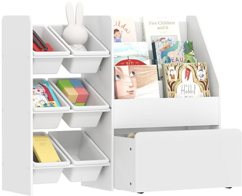 AIYAPLAY Kinderregal 6 Herausnehmbare Aufbewahrungsboxen 100x30x80 cm Weiß