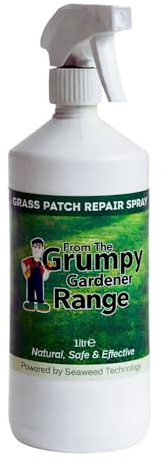 Grumpy Gardener Lawn Repair Spray - Green Lawn Dye, 1 Litre | Grass Patch Repair & Instant | Seaweed Lawn Treatment Supports Faster Recovery | Pet Safe Grass Restorer