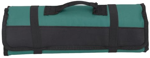MAJONMMERD Küchenutensilien-Rolltasche, 20 Fach Messerrolltasche Kochmesser Tasche Messerbeutel mit strapazierfähigem Canvas und doppelter Naht, für Küche Reisen Camping (GREEN)