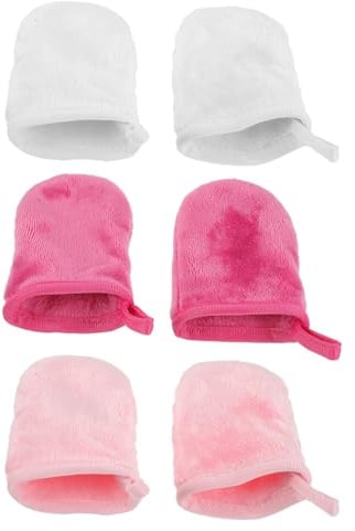 EXQUIMEUBLE 6pcs Reusable Fine Fibre Cleansing Gloves for Woman with Hanging Hole Design, Makeup Removal Function, Suitable for Face Cleaning and Facial Towel Use
