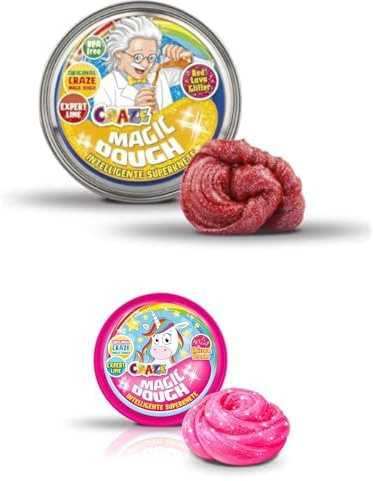 CRAZE MAGIC DOUGH Set – Experte Professor & Unicorn Intelligente Knete, 2x 70g Dose