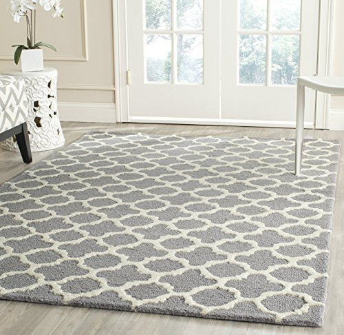 SAFAVIEH Cambridge Collection 5' x 8' Silver / Ivory CAM130D Handmade Moroccan Premium Wool Area Rug