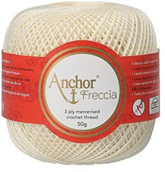 Anchor Freccia Stärke 6 4771006-06650 weiß Häkelgarn, 100 % Baumwolle