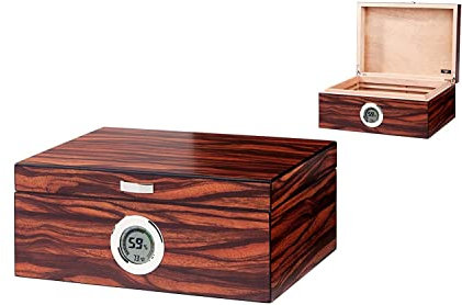 Hochwertiger Humidor mit Digitalanzeige aus Zedernholz Furnier