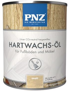 PNZ Hartwachsöl für Innen | Nachhaltig hergestellt mit regionalen Rohstoffen | Made in Germany | passend für Arbeitsplatte, Holzmöbel, Parkett, Holzboden, Gebinde:0.25L, Farbe:matt