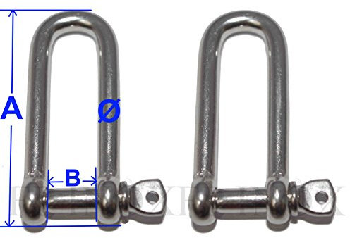 Manille libre longue inox A4 Ø6mm ( lot de 2 )