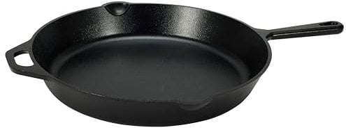 Amazon Basics Poêle à frire en fonte pré-enduite, 38.9 cm, Noir
