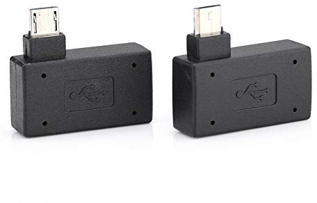 2pcs 90 Grados USB 2.0 Hembra a Macho a la Izquierda y Derecha en ángulo Micro USB 2.0 OTG Adaptador de Host con alimentación USB para teléfono Celular y Tableta