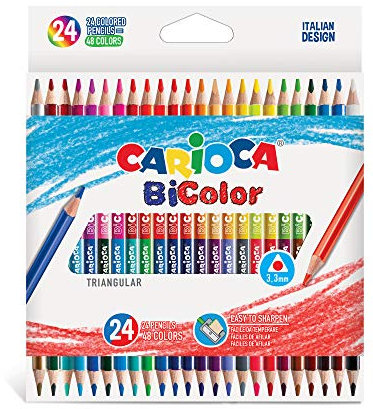 Kredki olówkowe trójkatne Carioca BiColor 24/48 kolorów