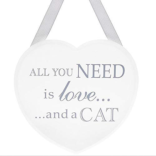 Lesser & Pavey All You Need is Love and a Cat Grey & White Shabby Chic Wooden Heart Plaque Sign