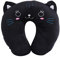 Fydun U-Shaped Neck Pillow Nacken und Kinn Stützendes Tier Nackenstütze & Reisekissen aus PP Baumwolle Weiches U-Förmigen Auto Kopfstützen Spielzeug Kissen(Schwarze Katze)