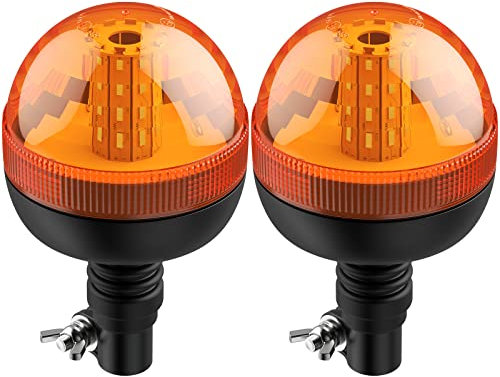 AUTOUTLET 2PCS Gyrophare LED Rotatif Orange 12V-24V E-Mark 40 SMD LED 3 Modes d'Eclairage Etanche Anti-Poussière pour Le Camion de Pompiers l'Ambulance l'Arroseur Routier Camion